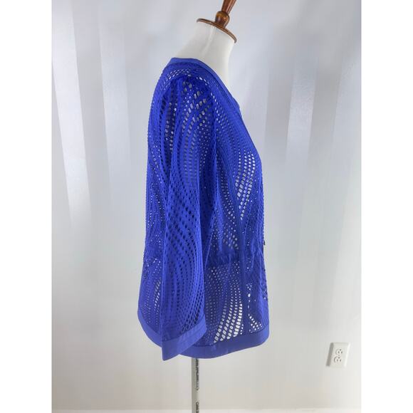 CHICO’S Zenergy Blue Full Front Zippered Open Knit Jacket - Picture 2 of 12